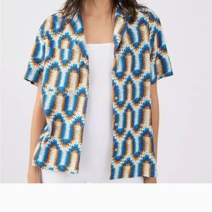 NWT Urban Outfitters BDG Dylan Souvenir Linen Printed Button Down Top